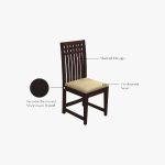 Arolph Sheesham Wood 6 Seater Dining Table Set with Bench (Walnut Finish) - Image 8