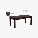 Arolph Sheesham Wood 6 Seater Dining Table Set with Bench (Walnut Finish) - Image 9