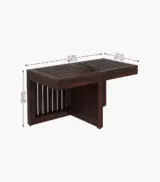 Spyrrow Sheesham Wood Center Table with Two Stools (Walnut Finish) - Image 6