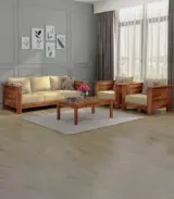 Agenes Sheesham Wood Sofa Set with 3+1+1 Seating (Honey Finish)