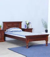 Airavata Sheesham Wood Single Bed without Storage (Honey Oak Finish)