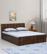 Almen Sheesham Wood Queen Size Bed with Box Storage (Teak Finish)