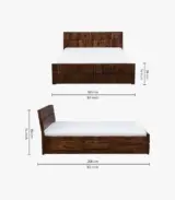 Almen Sheesham Wood Queen Size Bed with Box Storage (Teak Finish)
