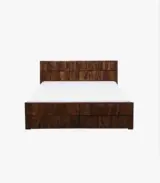 Almen Sheesham Wood Queen Size Bed with Box Storage (Teak Finish)