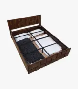 Almen Sheesham Wood Queen Size Bed with Box Storage (Teak Finish)
