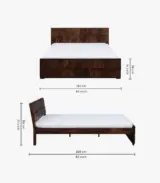 Almen Sheesham Wood Queen Size Bed without Storage (Teak Finish)