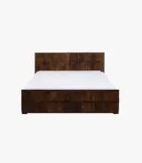 Almen Sheesham Wood Queen Size Bed without Storage (Teak Finish)