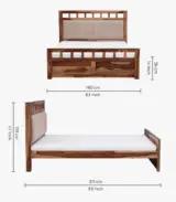 Alyano Sheesham Wood Queen Size Bed without Storage (Rustic Teak Finish)