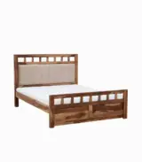 Alyano Sheesham Wood Queen Size Bed without Storage (Rustic Teak Finish)