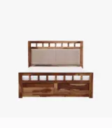 Alyano Sheesham Wood Queen Size Bed without Storage (Rustic Teak Finish)