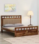 Alyano Sheesham Wood Queen Size Bed without Storage (Rustic Teak Finish)