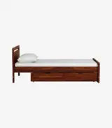 Avyan Sheesham Wood Single Bed with Drawer Storage (Provincial Teak Finish)