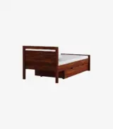 Avyan Sheesham Wood Single Bed with Drawer Storage (Provincial Teak Finish)