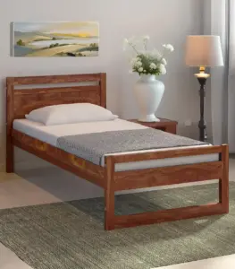 Avyan Sheesham Wood Single Bed without Storage (Provincial Teak Finish)