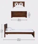 Krysos Sheesham Wood Single Bed without Storage (Provincial Teak Finish) - Image 2