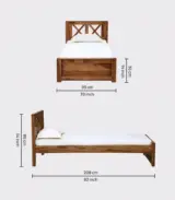 Krysys Sheesham Wood Single Bed without Storage (Rustic Teak Finish) - Image 2