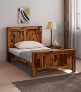 Bisclay Sheesham Wood Single Bed without Storage (Rustic Teak Finish)
