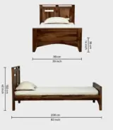 Bisclay Sheesham Wood Single Bed without Storage (Rustic Teak Finish)