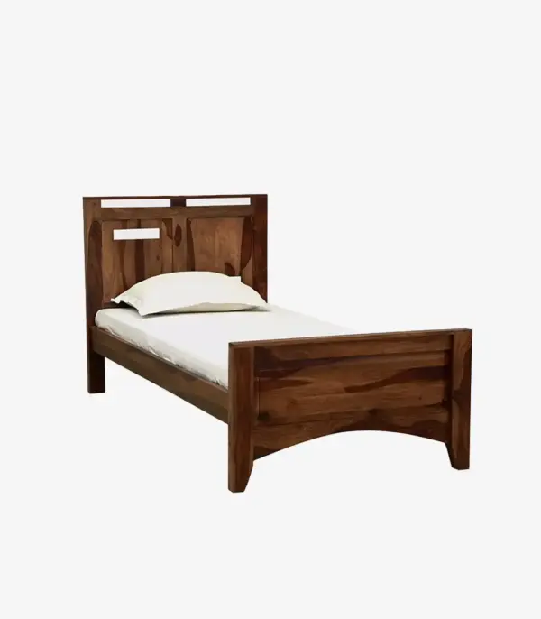 Bisclay Sheesham Wood Single Bed without Storage (Rustic Teak Finish)