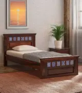 Brion Sheesham Wood Single Bed without Storage (Honey Oak Finish)