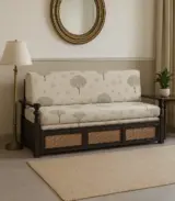 Cochen Solid Wood Sofa Cum Bed (Dark Finish)