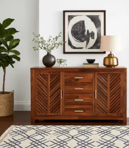 Frona Sheesham Wood Sideboard and Cabinet (Honey Finish)