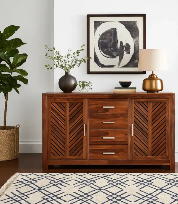 Frona Sheesham Wood Sideboard and Cabinet (Honey Finish)