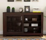 Hurtendo Sheesham Wood Sideboard and Cabinet (Walnut Finish)