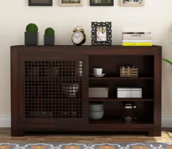 Hurtendo Sheesham Wood Sideboard and Cabinet (Walnut Finish)