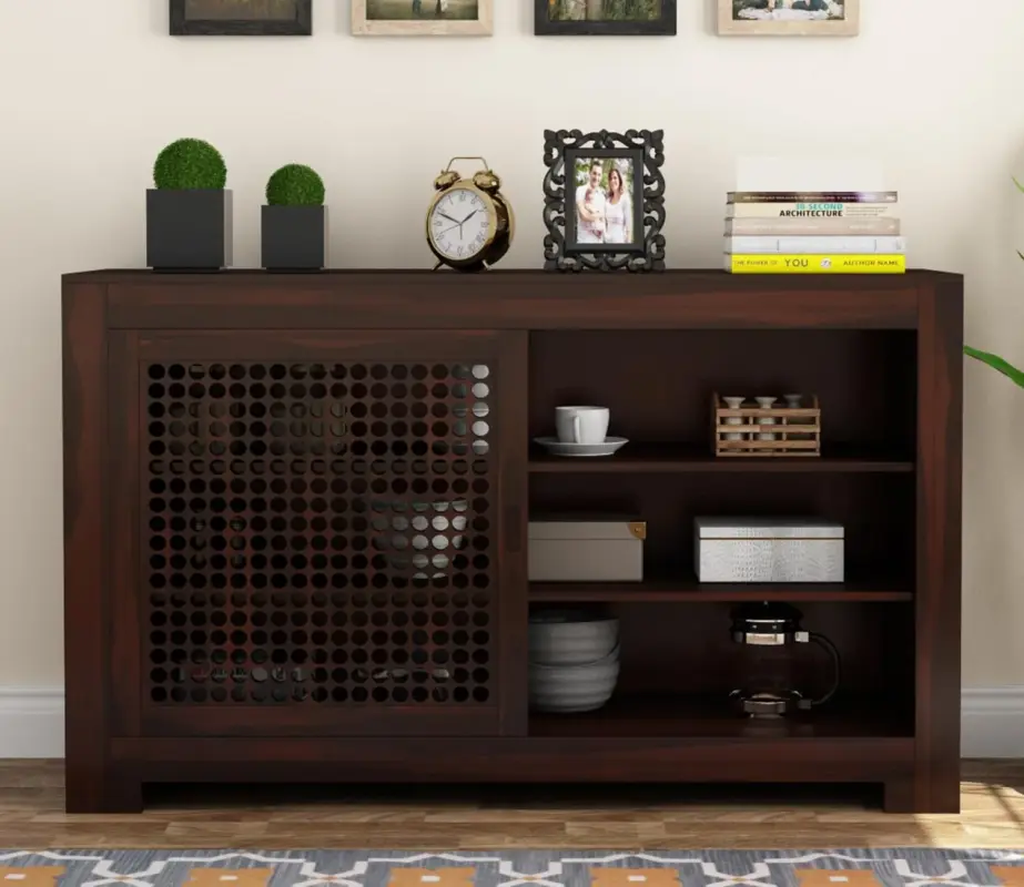 Hurtendo Sheesham Wood Sideboard and Cabinet (Walnut Finish)