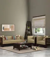 Hyzen Sheesham Wood Sofa Set with 3+1+1 Seating (Walnut Finish)