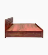 Jolieta Sheesham Wood Queen Size Bed with Hydraulic Box Storage (Honey Finish)