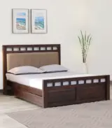 Julyano Sheesham Wood Queen Size Bed with Drawer Storage (Provincial Teak Finish)