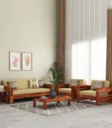 Meltro Sheesham Wood Sofa Set with 3+1+1 Seating (Honey Finish)