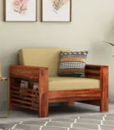 Meltro Sheesham Wood Sofa Set with 3+1+1 Seating (Honey Finish)