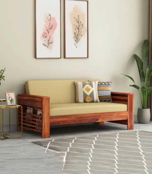 Meltro Sheesham Wood Sofa Set with 3+1+1 Seating (Honey Finish)