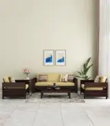 Meltro Sheesham Wood Sofa Set with 3+1+1 Seating (Walnut Finish)