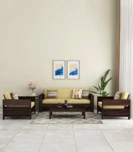 Meltro Sheesham Wood Sofa Set with 3+1+1 Seating (Walnut Finish)