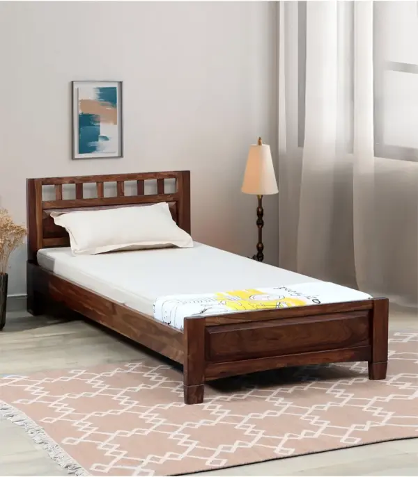 Misty Sheesham Wood Single Bed without Storage (Rustic Teak Finish)