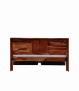 Mourconing Sheesham Wood Queen Size Bed with Drawer Storage (Rustic Teak Finish)