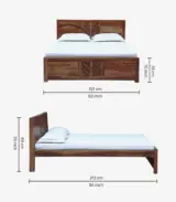 Mourconing Sheesham Wood Queen Size Bed without Storage (Rustic Teak Finish) - Image 2