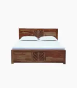 Mourconing Sheesham Wood Queen Size Bed without Storage (Rustic Teak Finish) - Image 4