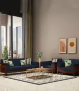 Mussy Sheesham Wood Sofa Set with 3+1+1 Seating (Honey Finish)