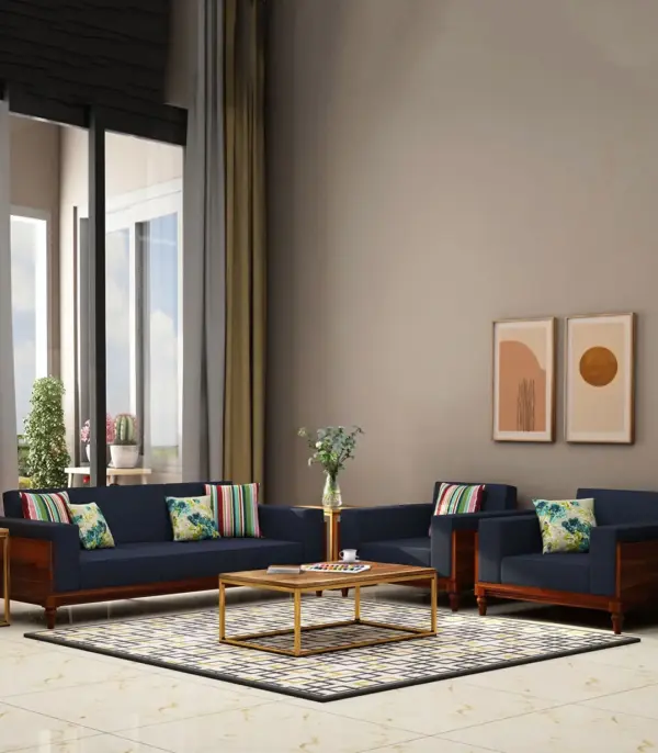 Mussy Sheesham Wood Sofa Set with 3+1+1 Seating (Honey Finish)