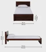 Ncropolis Sheesham Wood Single Bed without Storage (Teak Finish)