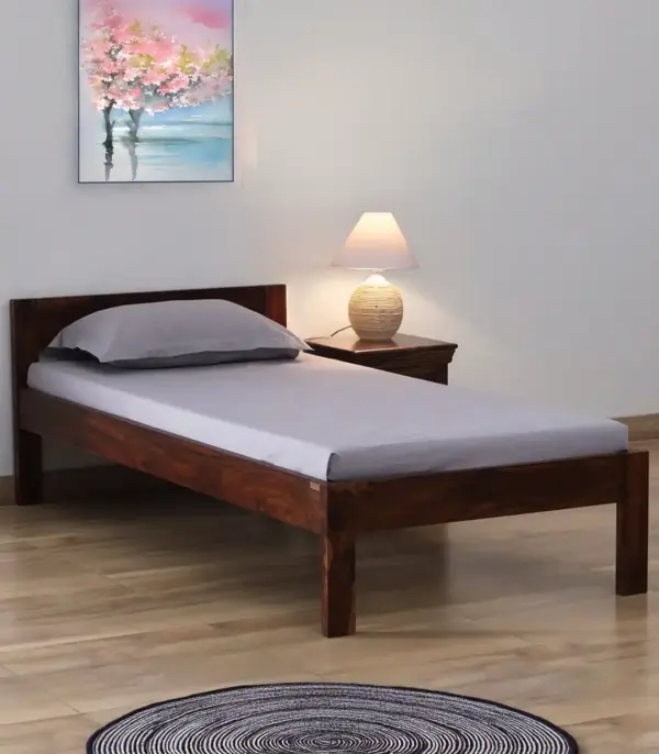 Onkel Sheesham Wood Single Bed without Storage (Provincial Teak Finish)