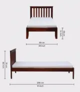Ova Sheesham Wood Single Bed without Storage (Honey Oak Finish)