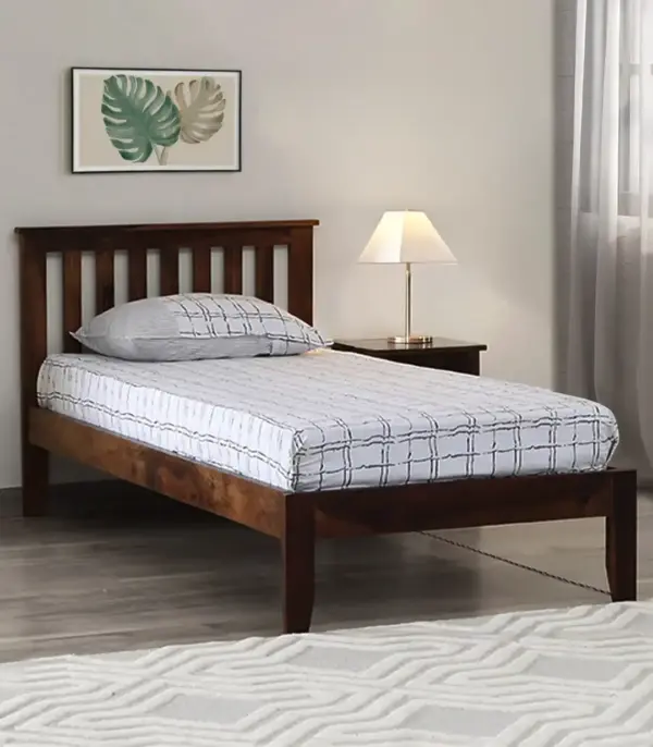 Ova Sheesham Wood Single Bed without Storage (Provincial Teak Finish)