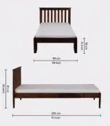 Ova Sheesham Wood Single Bed without Storage (Provincial Teak Finish)