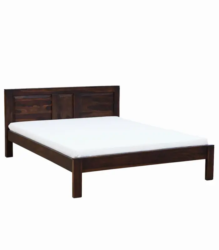 Pemplona Sheesham Wood Queen Size Bed without Storage (Teak Finish)